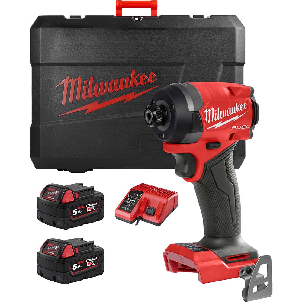 Milwaukee M18 FID3 Fuel 18v Cordless Brushless Impact Driver 2 x 5ah Li-ion Battery Charger Case