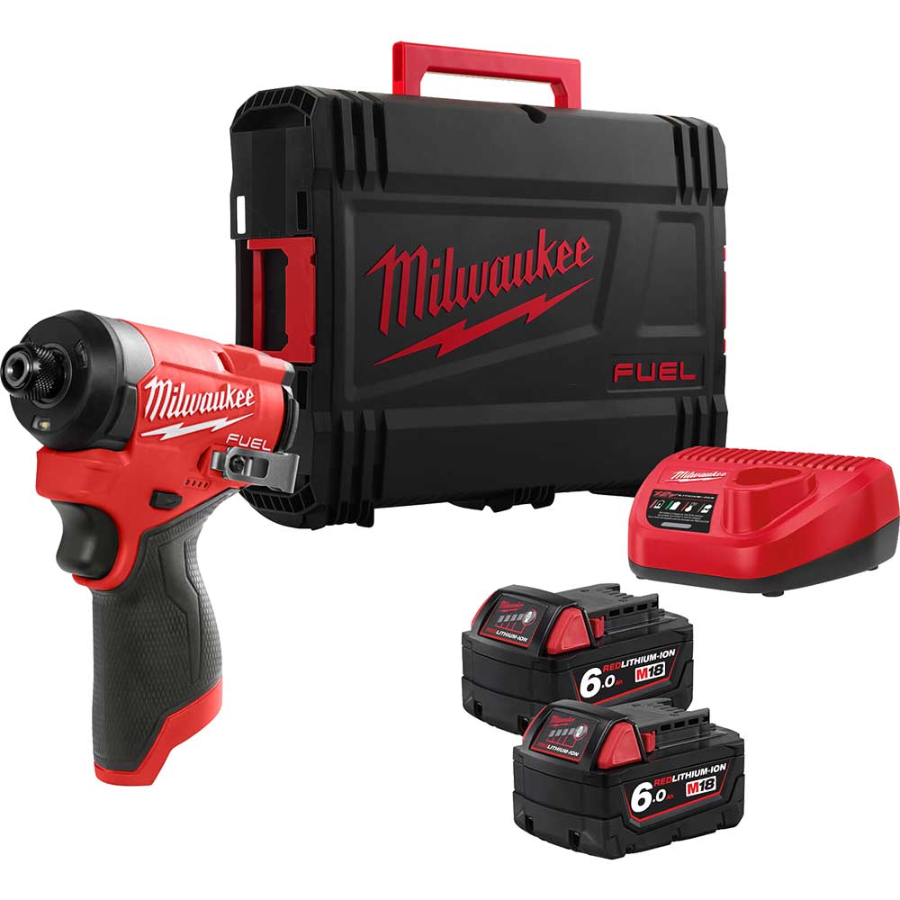 Milwaukee M12 FID2 Fuel 12v Cordless Brushless Impact Driver 2 x 6ah Li-ion Charger Case