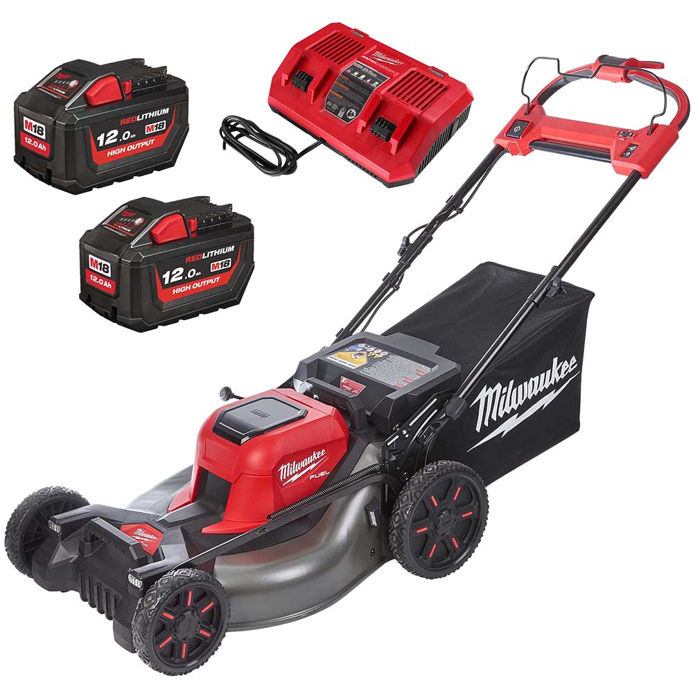 Milwaukee M18 F2LM53 Fuel Twin 18v Cordless Self Propelled Lawnmower 530mm 2 x 12ah Li-ion Battery Charger