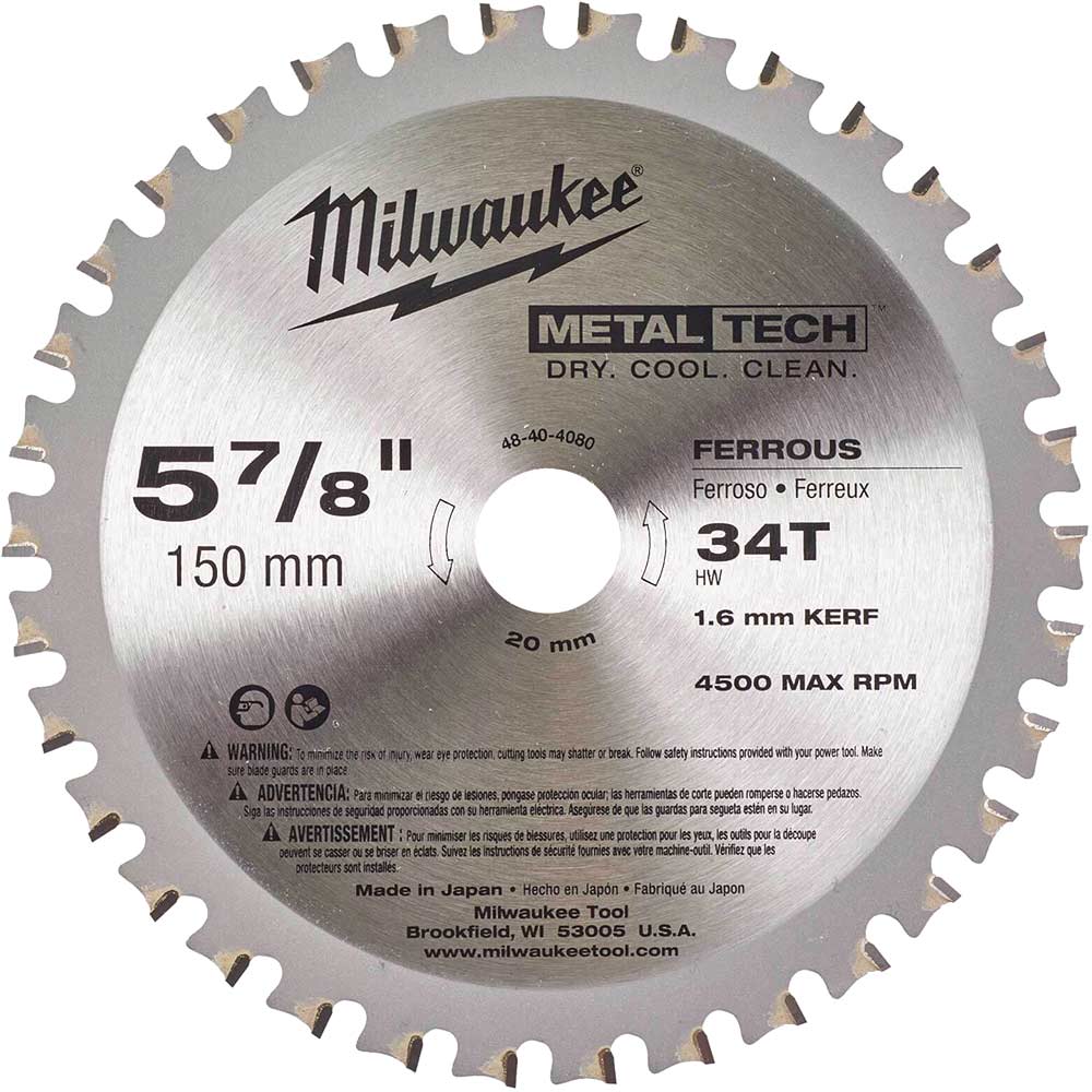 Image of Milwaukee Endurance Metal Steel Cutting Circular Saw Blade 150mm 34T 20mm