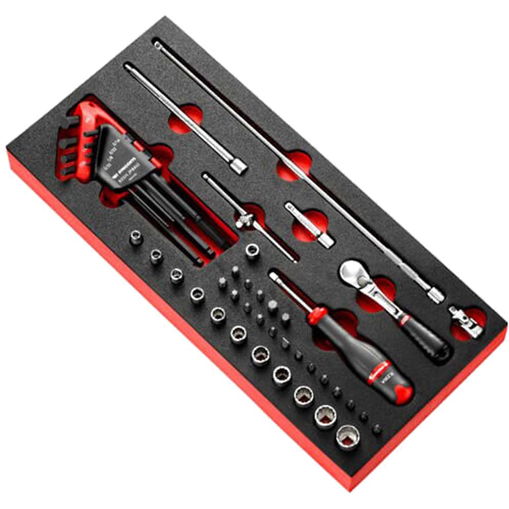 Facom 45 Piece 1/4" Drive Locking Socket, Hexagon Key, Screwdriver and Bit Set Imperial in Module Tray 1/4