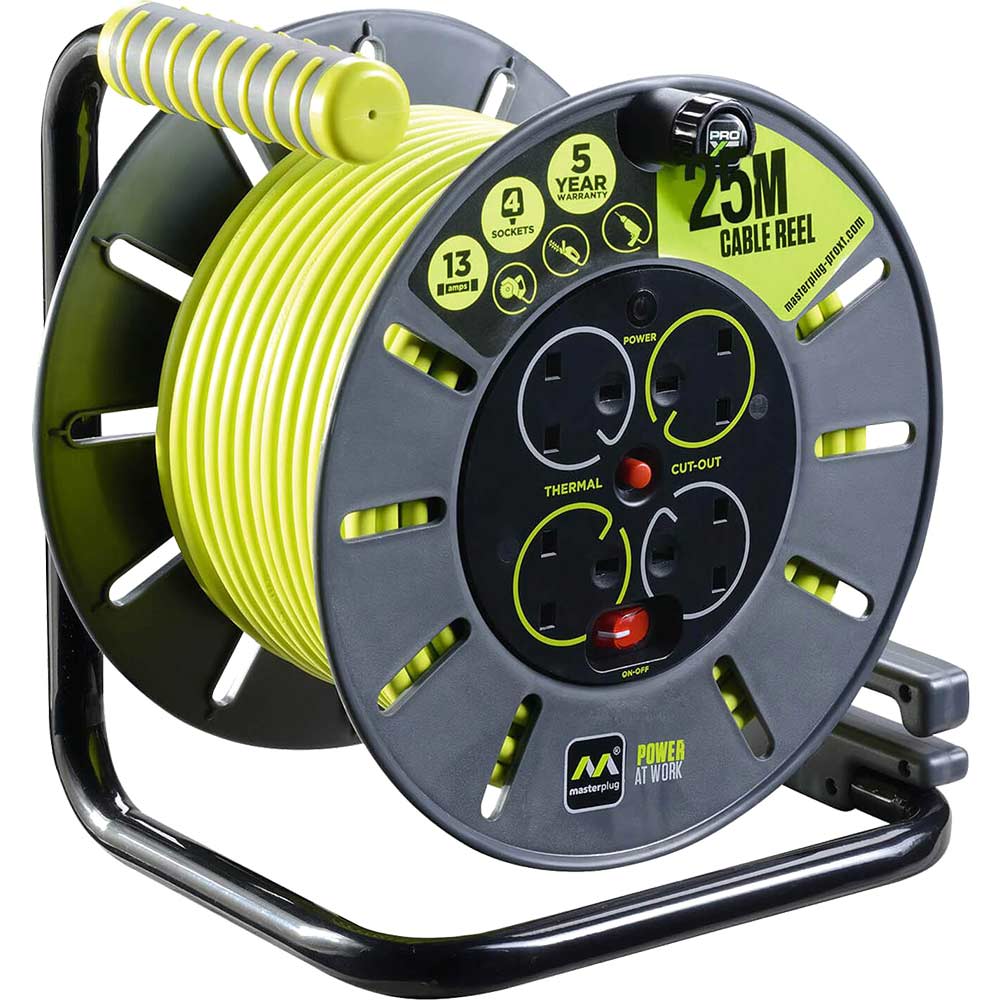 Masterplug 4 Socket PRO-XT Open Cable Extension Reel 240v 50m