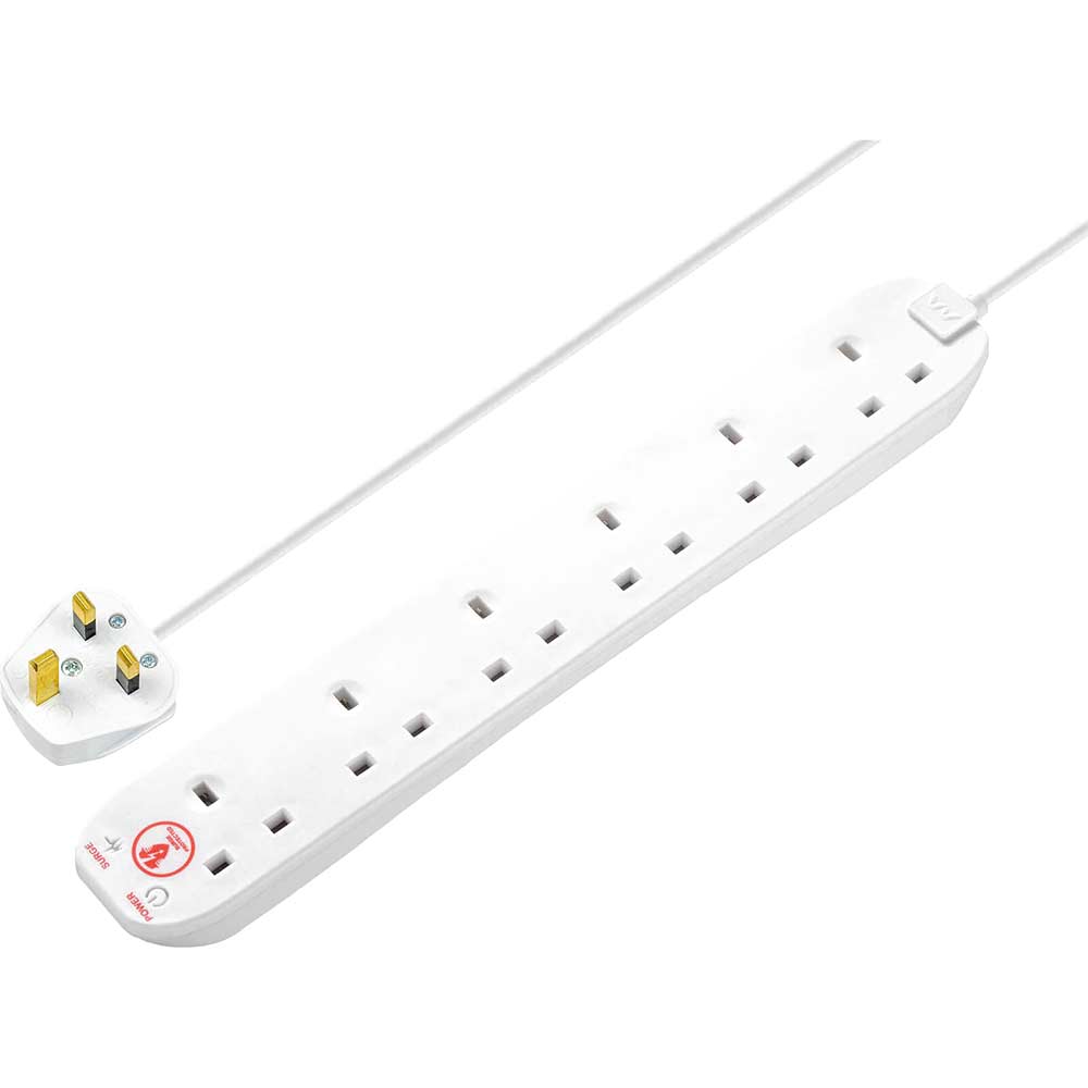 Masterplug 6 Socket Surge Protected Extension Lead 240v 2m