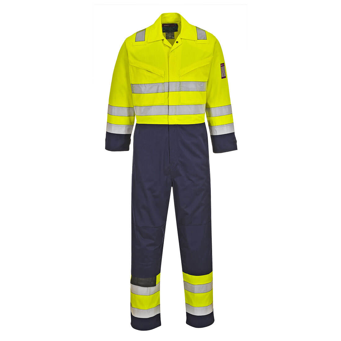 Image of Modaflame Flame Resistant Hi Vis Overall Yellow / Navy M 32"