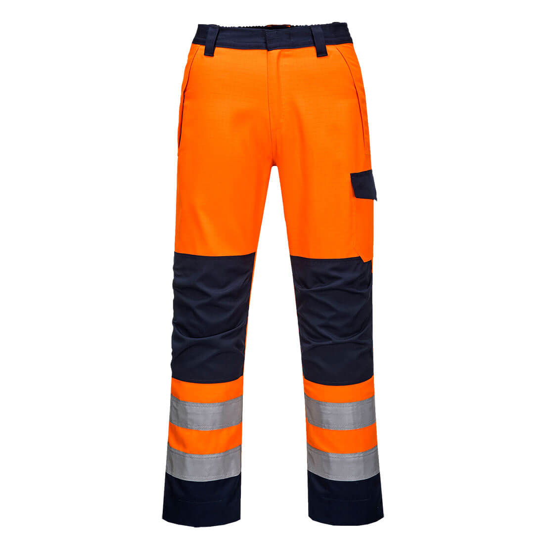 Image of Portwest MV36 Modaflame Hvo trousers Orange / Navy XL 31"