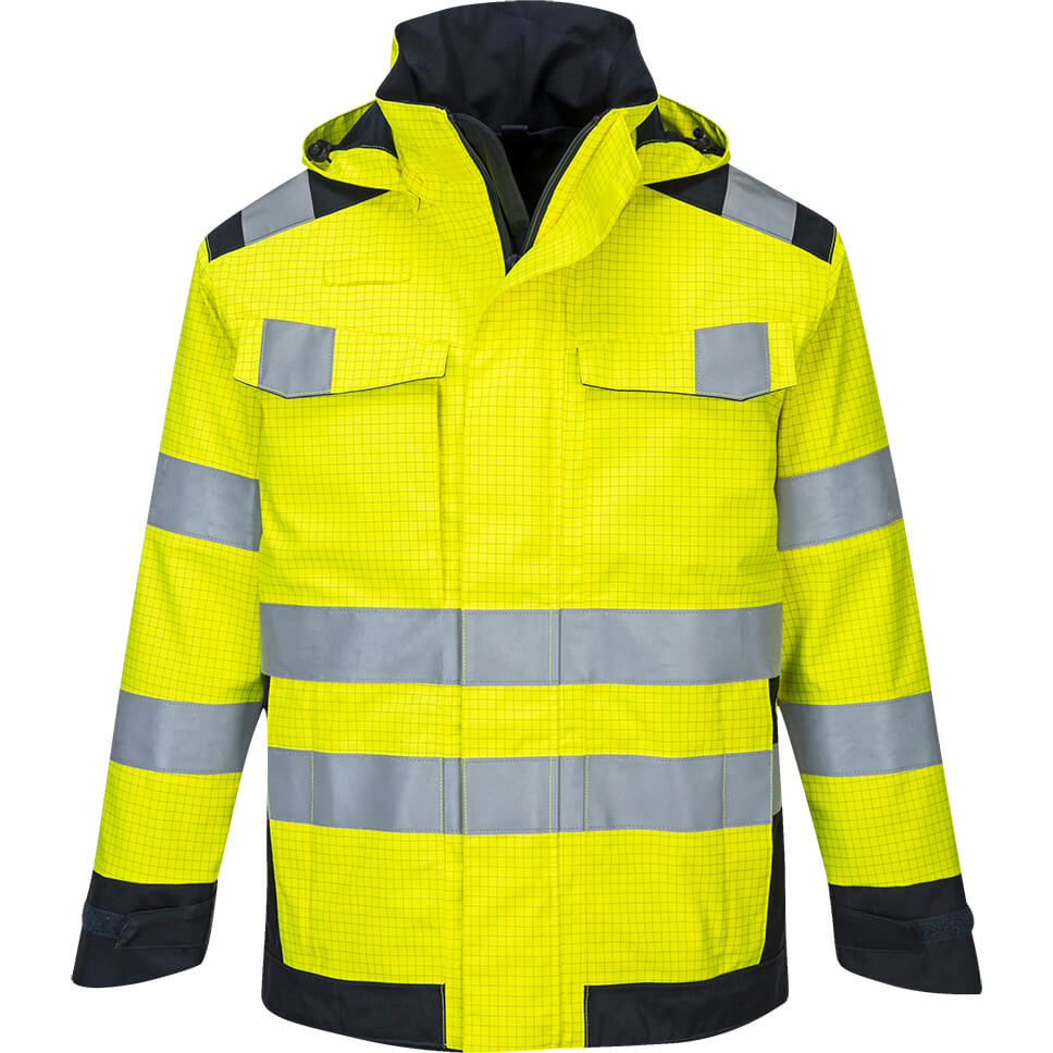 Image of Modaflame Rain Multi Norm Arc Heat and Flame Resistant Jacket Yellow / Navy S