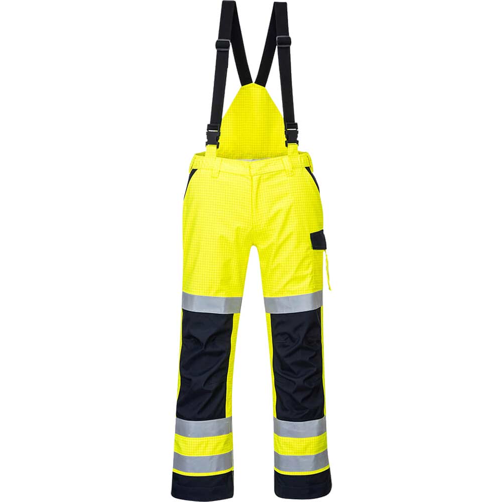 Image of Portwest MV71 Modaflame Multi Arc Trousers Yellow / Navy XL 31"