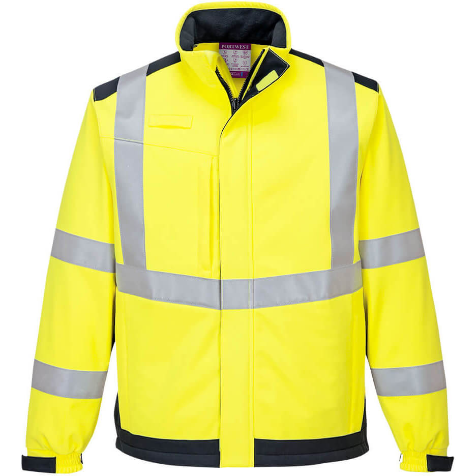 Image of Modaflame Multi Norm Arc Flame and Heat Resistant Softshell Jacket Yellow / Navy 4XL