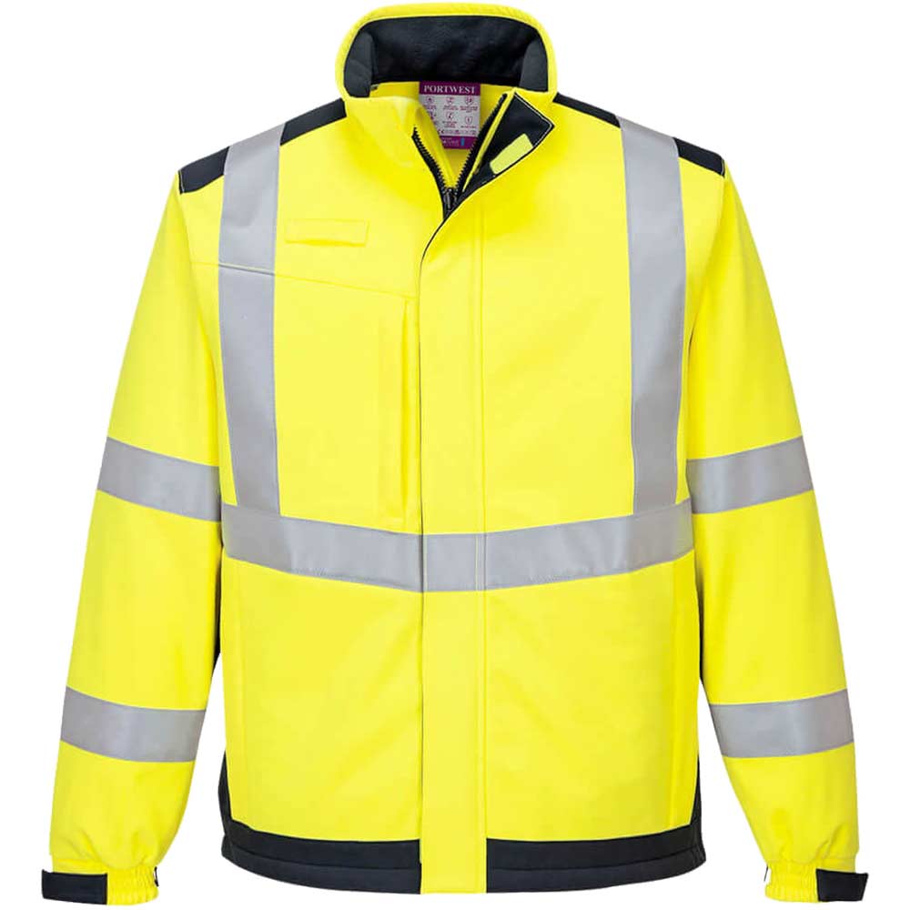 Image of Modaflame Multi Norm Arc Flame and Heat Resistant Softshell Jacket Yellow / Navy 3XL