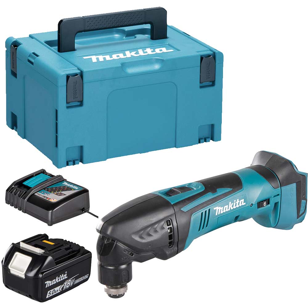 Makita DTM50 18v LXT Cordless OIS Oscillating Multi Tool 1 x 5ah Li-ion Battery Charger Case & Accessories
