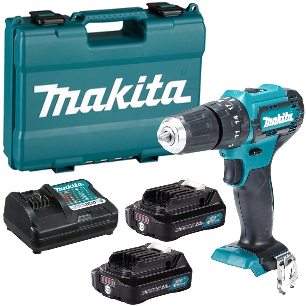 Makita HP333D 12v Max CXT Cordless Combi Drill 2 x 2ah Li-ion Battery Charger Case