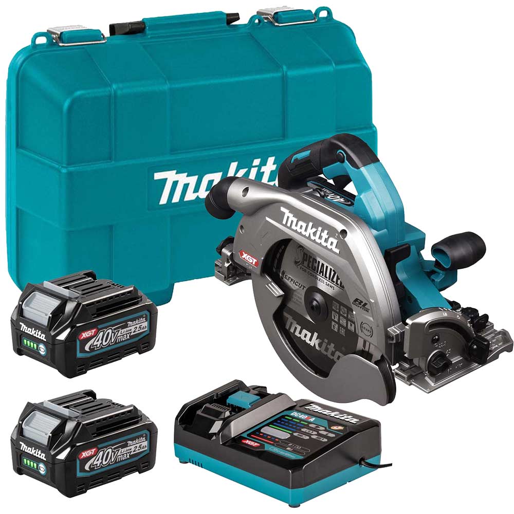 Makita HS009G 40v Max XGT Cordless Brushless Circular Saw 235mm 2 x 5ah Li-ion Battery Charger Case