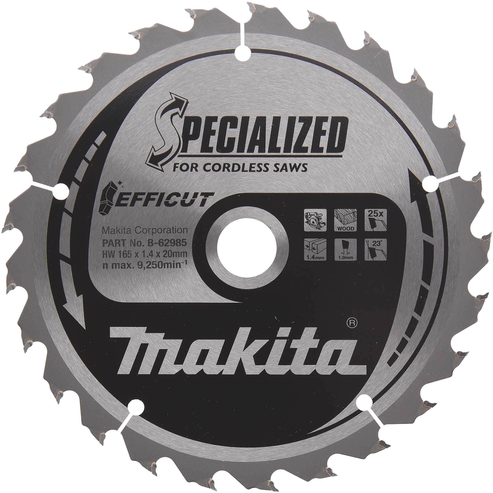 Photos - Power Tool Accessory Makita SPECIALIZED Efficut Circular Saw Blade for Wood Cutting 165mm 25T 2 