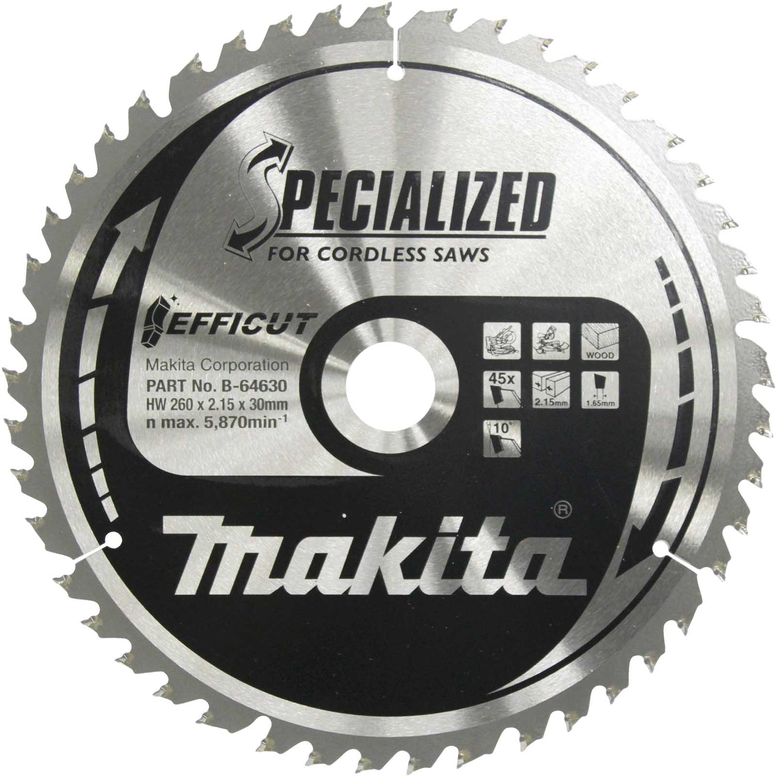 Photos - Power Tool Accessory Makita SPECIALIZED Efficut Circular Saw Blade for Wood Cutting 260mm 45T 3 