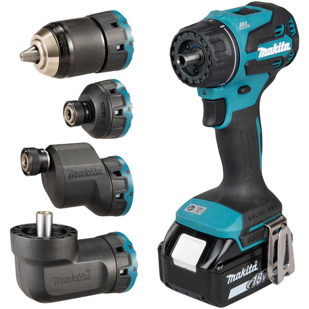 Makita DDF491 18v LXT Cordless Multi Head Drill Driver 2 x 5ah Li-ion Charger Case