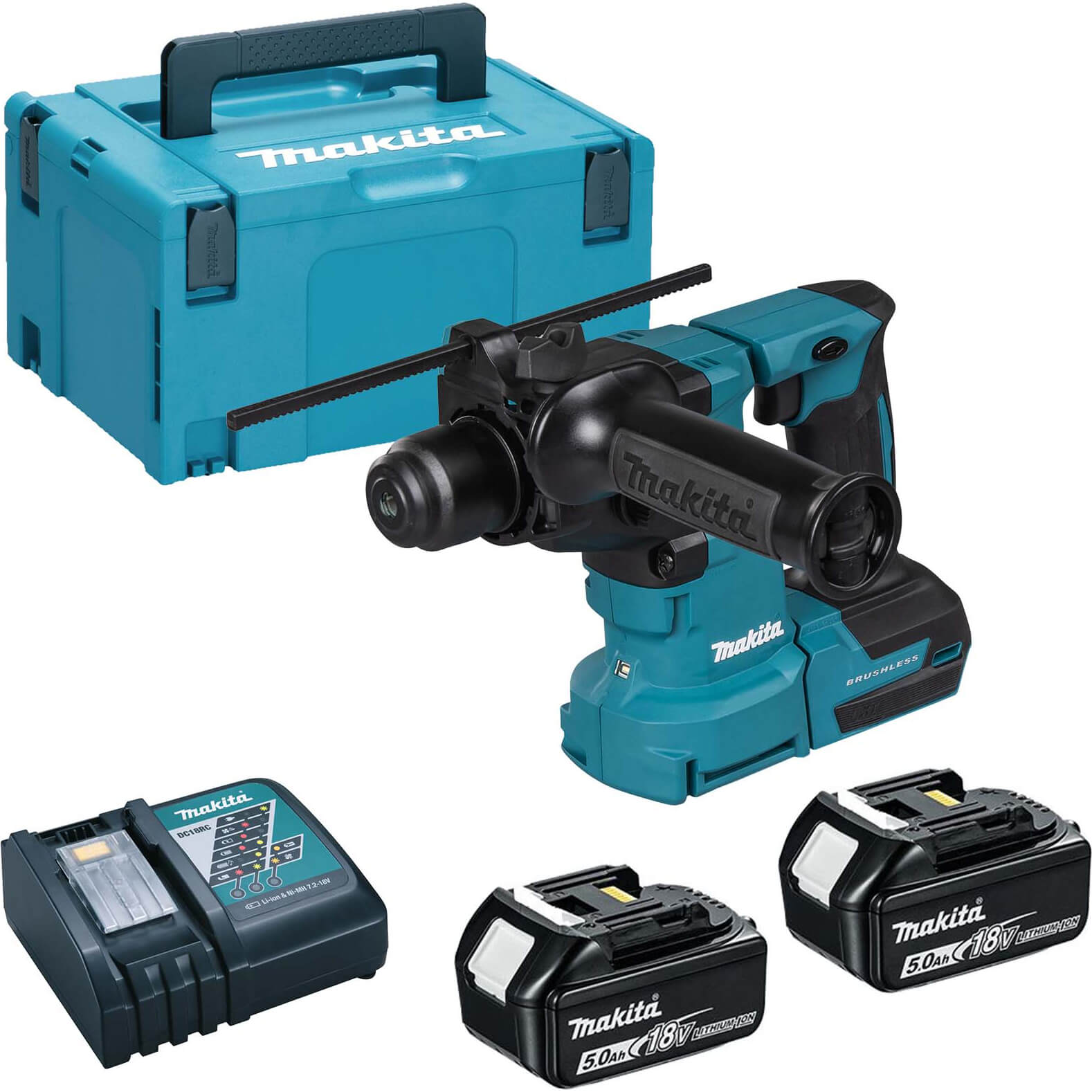 Image of Makita DHR183 18v LXT Cordless Brushless SDS Plus Rotary Hammer Drill 2 x 5ah Li-ion Charger Case