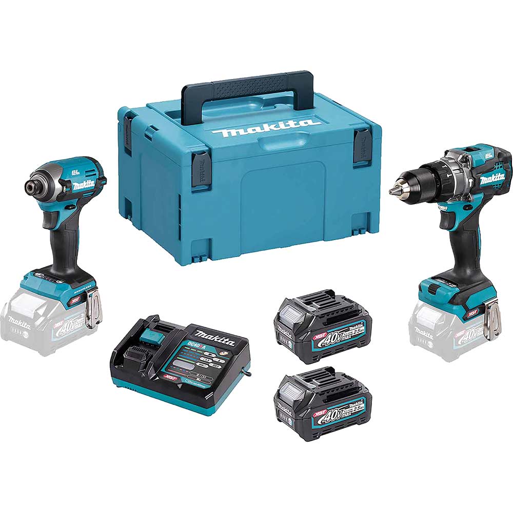 Makita DK0176G205 40v Max XGT Cordless Brushless Combi Drill and Impact Driver Kit 2 x 2.5ah Li-ion Charger Case