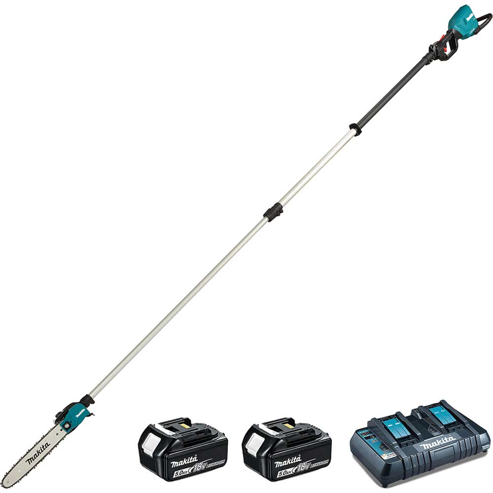 Makita DUA301 Twin 18v LXT Cordless Brushless Telescopic Pole Saw 2 x 5ah Li-ion Battery Charger