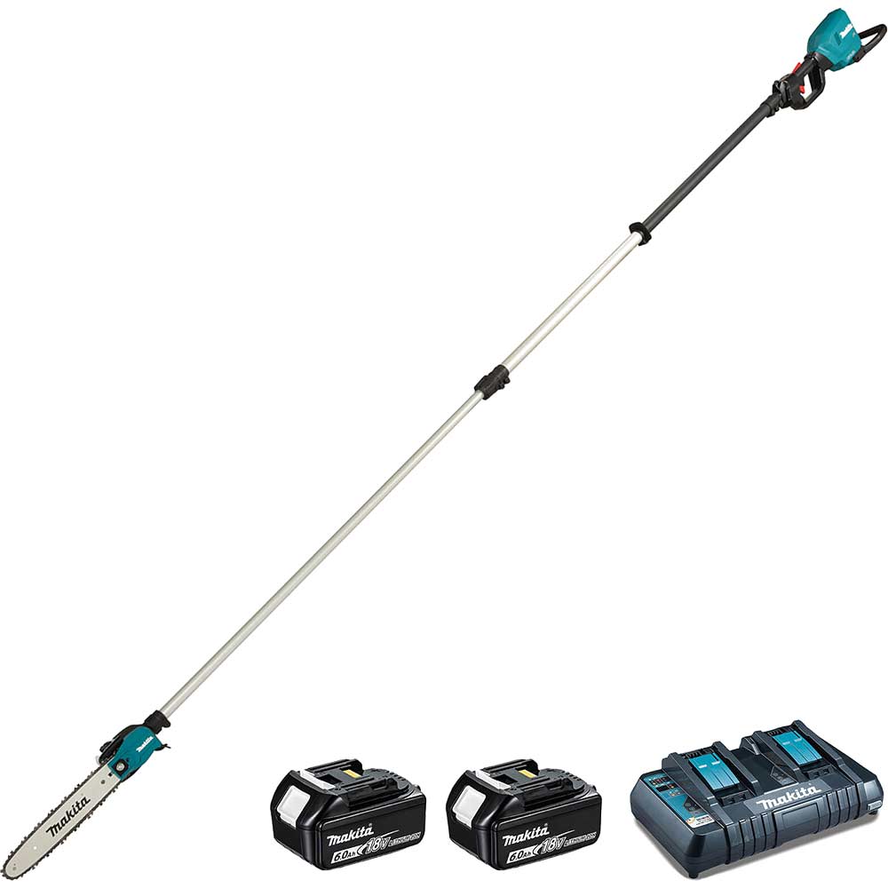 Makita DUA301 Twin 18v LXT Cordless Brushless Telescopic Pole Saw 2 x 6ah Li-ion Battery Charger