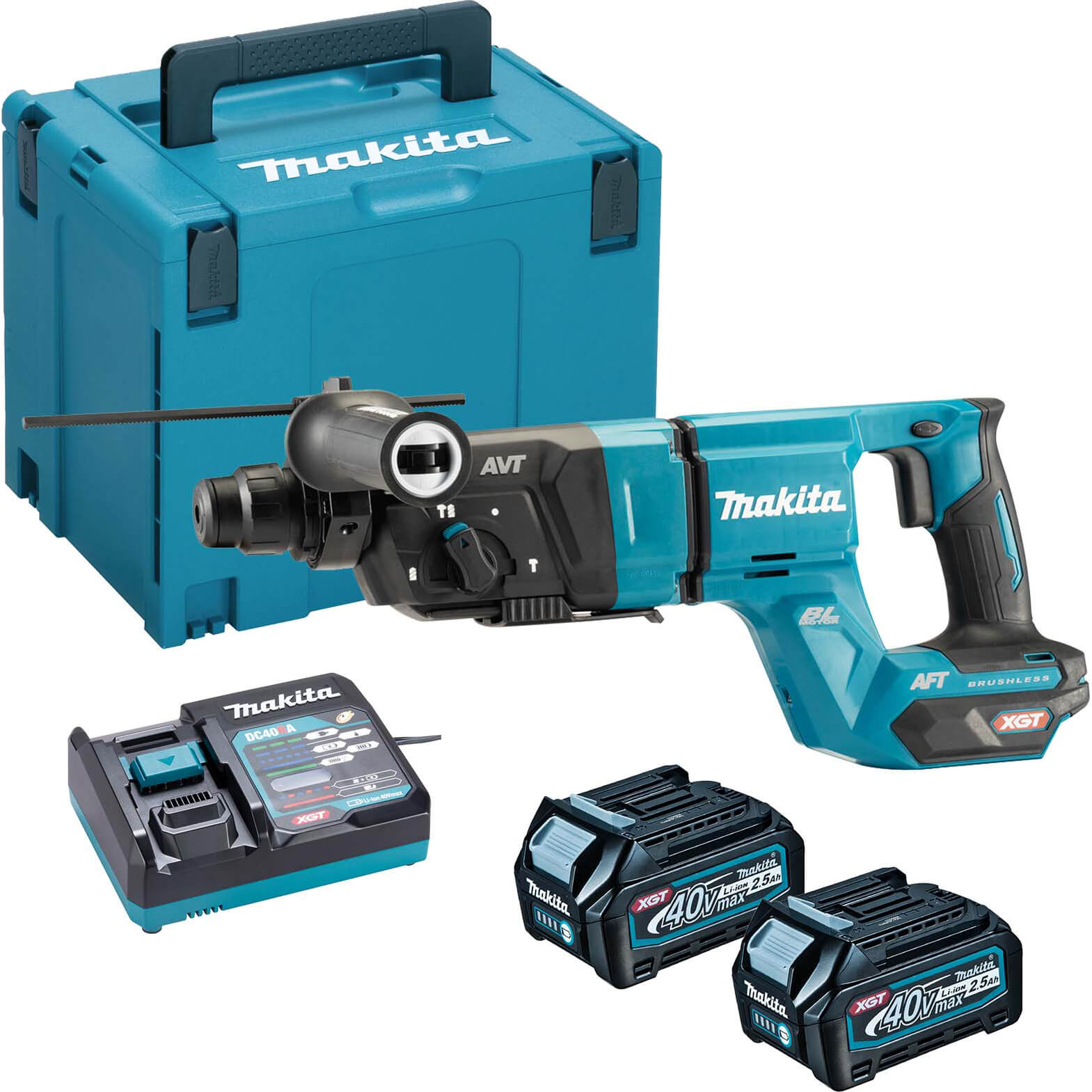 Image of Makita HR007G 40v Max XGT Cordless Brushless SDS Plus Rotary Hammer Drill 2 x 2.5ah Li-ion Charger Case
