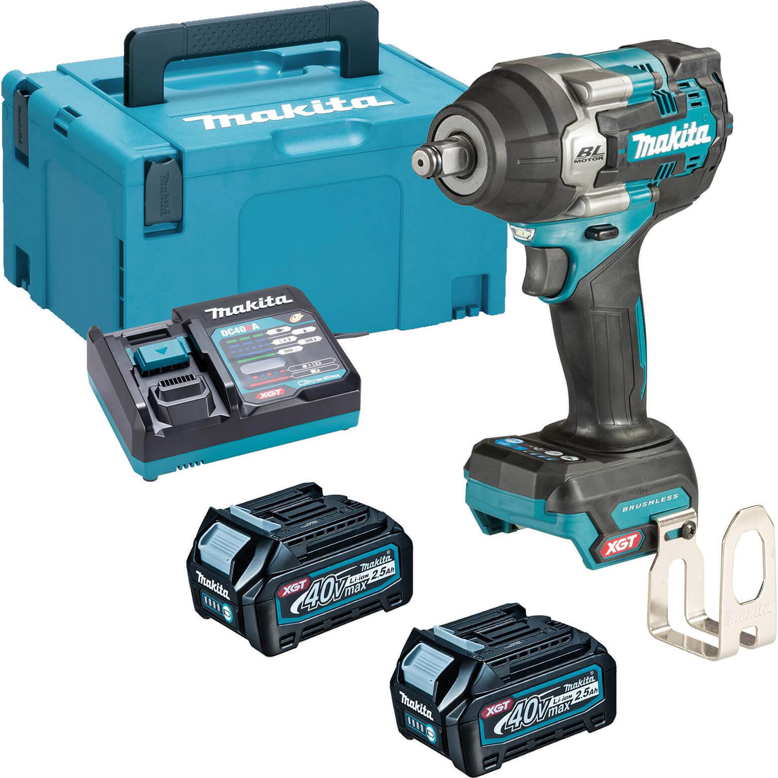 Image of Makita TW007G 40v Max XGT Cordless Brushless 1/2" Drive Impact Wrench 2 x 2.5ah Li-ion Charger Case