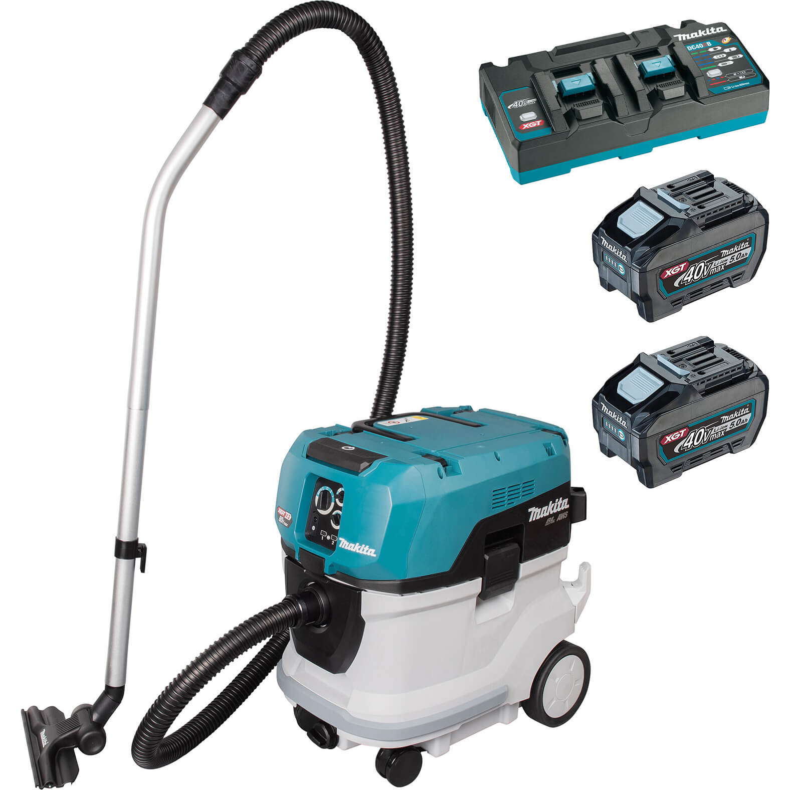 Image of Makita VC006GM Twin 40v Max XGT Cordless M Class Dust Extractor 2 x 5ah Li-ion Charger No Case