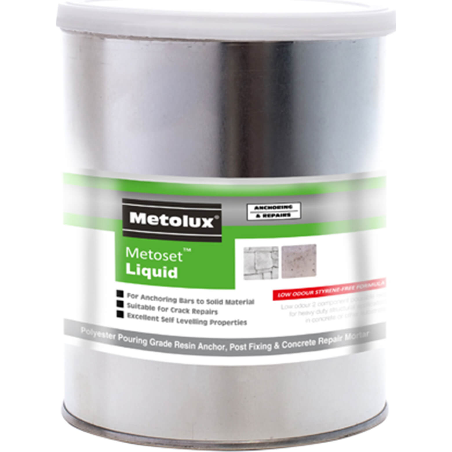 Image of Metolux 2 Part Metoset Liquid Polyester Mortar Crack Repair 1kg