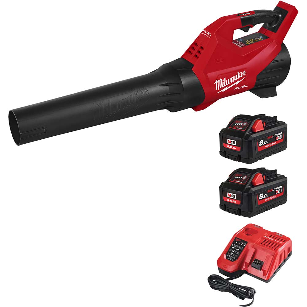 Milwaukee M18 FBLG3 Fuel 18v Cordless Brushless Garden Leaf Blower 2 x 8ah Li-ion Battery Charger
