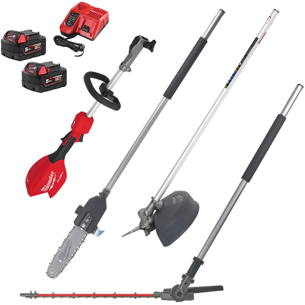 Milwaukee M18 Foph2 Fuel 18v Cordless Brushless Quik-lok Garden Kit 2 X 5ah Li-ion Battery Charger