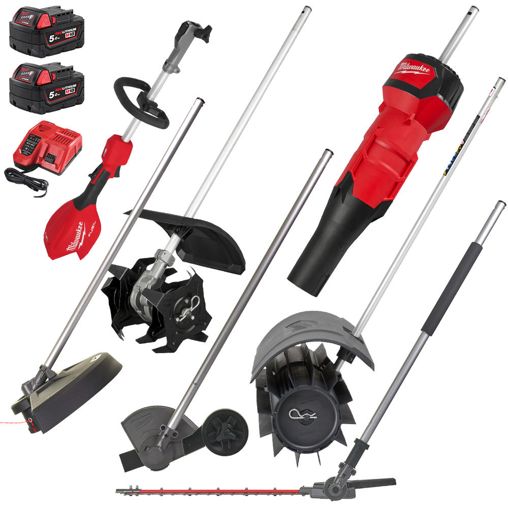 Milwaukee M18 Foph2 Fuel 18v Cordless Brushless Quik-lok Garden Kit 2 X 5ah Li-ion Battery Charger