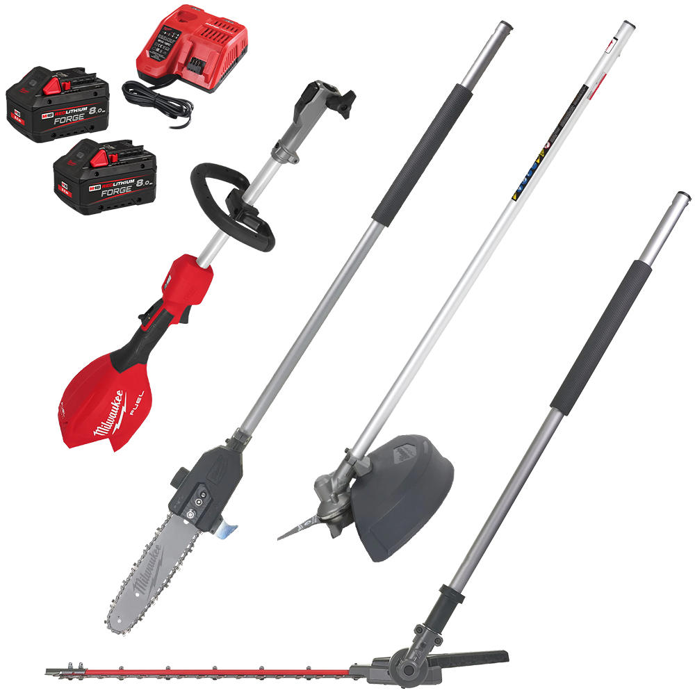 Milwaukee M18 Foph2 Fuel 18v Cordless Brushless Quik-lok Garden Kit 2 X 8ah Li-ion Forge Battery Charger