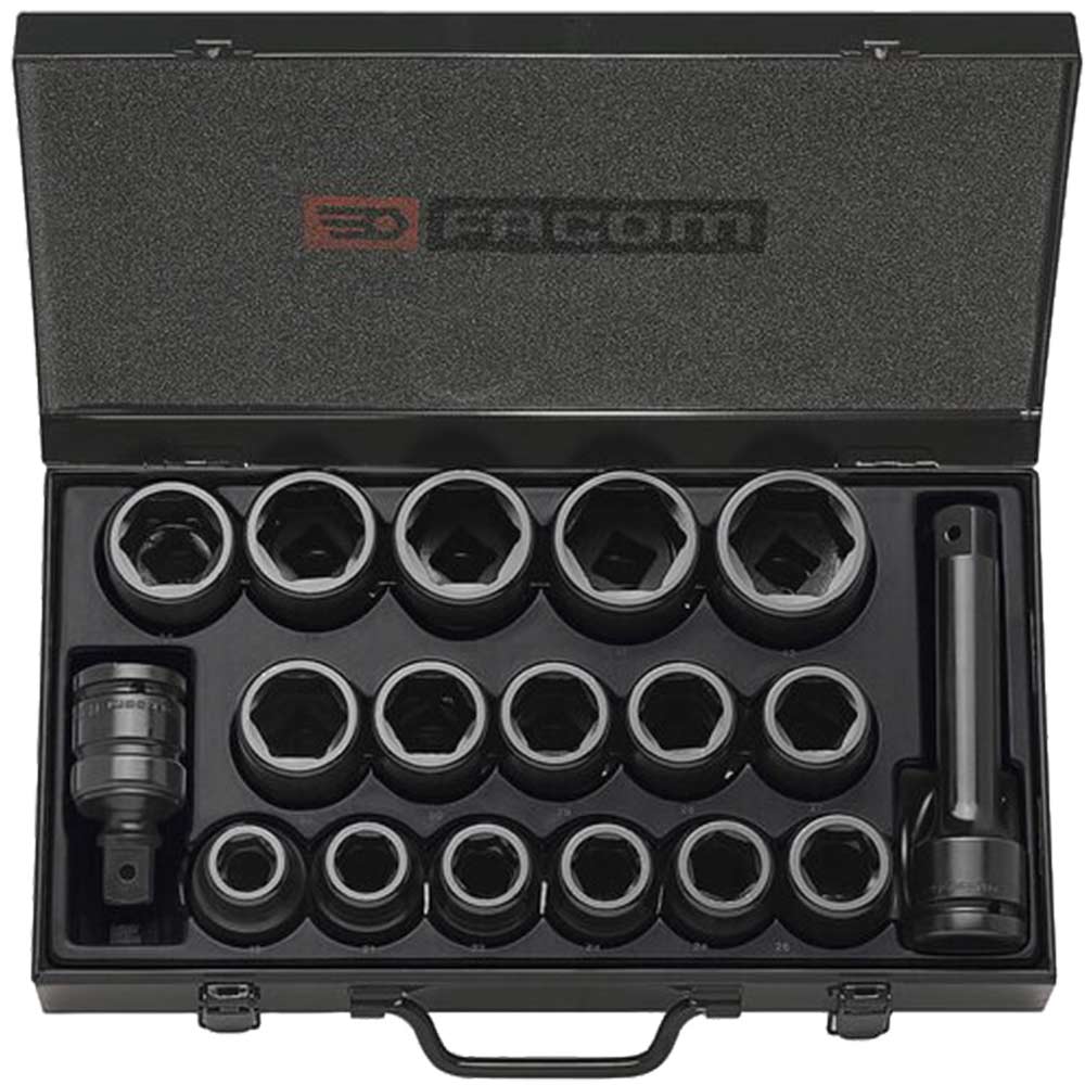 Facom 16 Piece 3/4" Drive Hexagon Impact Socket Set Metric 3/4