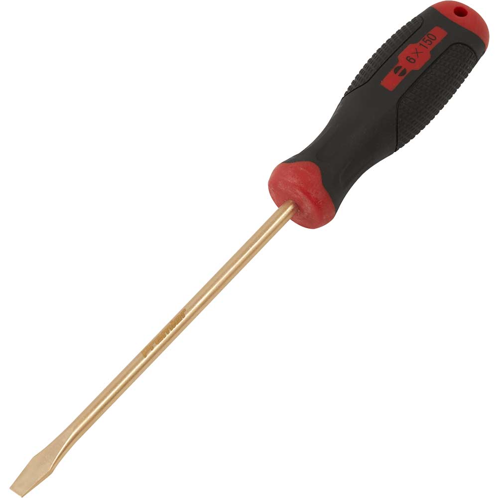 Image of Sealey Non Sparking Slotted Screwdriver 6mm 150mm