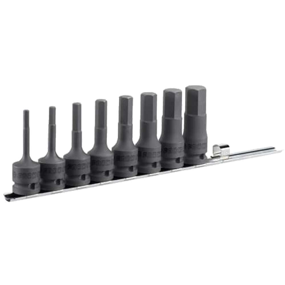 Image of Facom 8 Piece 1/2" Drive Long Reach Impact Hexagon Socket Bit Set Metric 1/2"