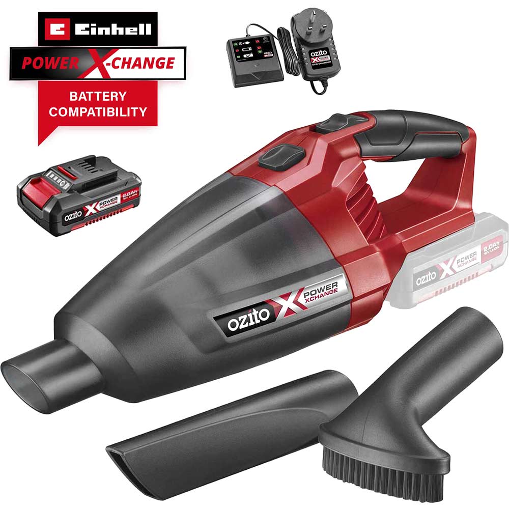 Image of Ozito PXHVS 18v Cordless Hand Vacuum Cleaner 1 x 2ah Li-ion Charger No Case