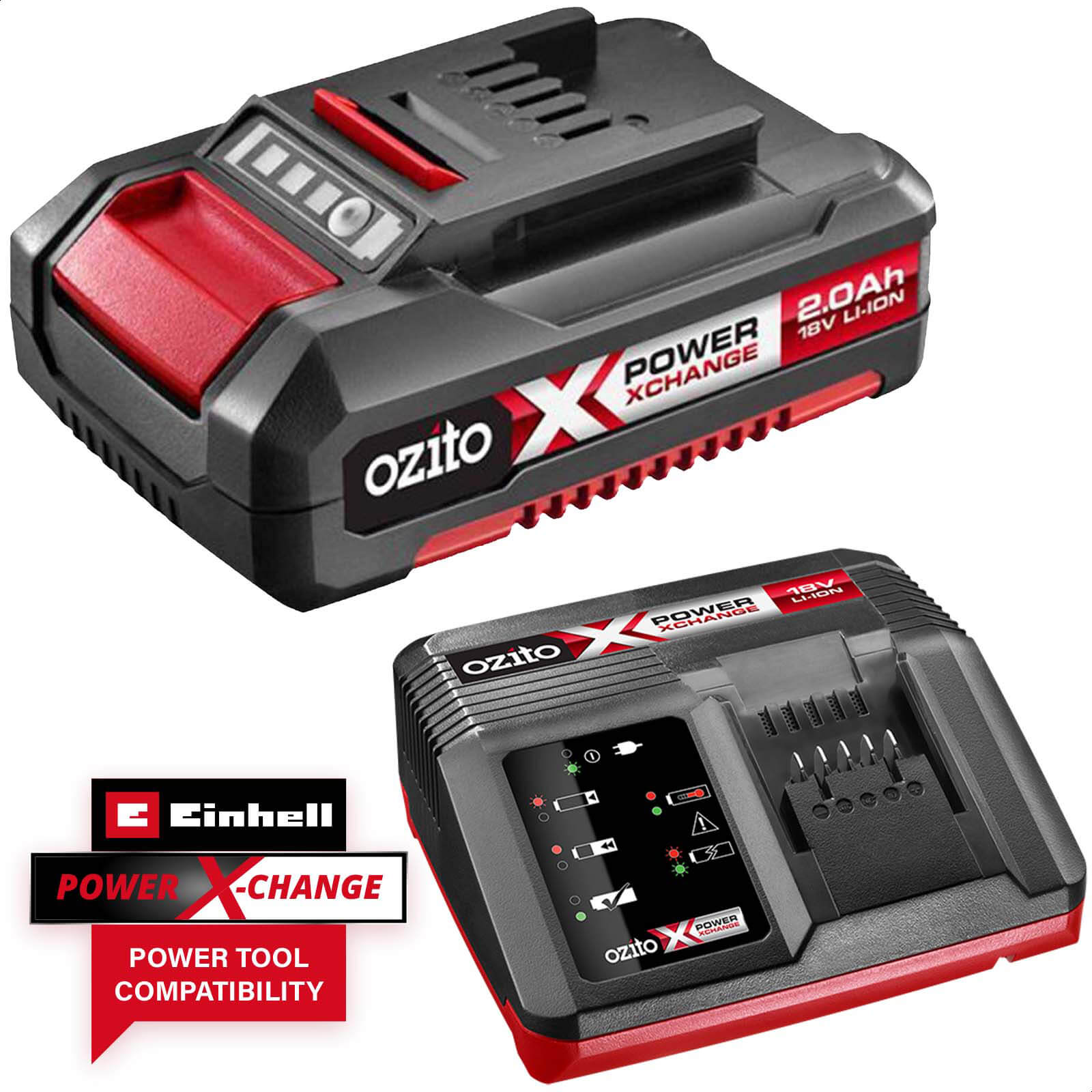 Image of Ozito Genuine 18v Cordless Power X-Change Li-ion Battery 2ah and Fast Charger 2ah
