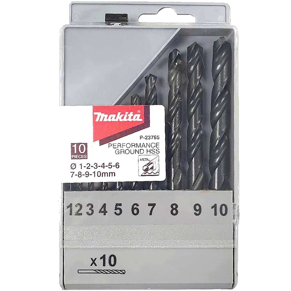 Image of Makita 10 Piece HSS Groundpoint Drill Bit Set