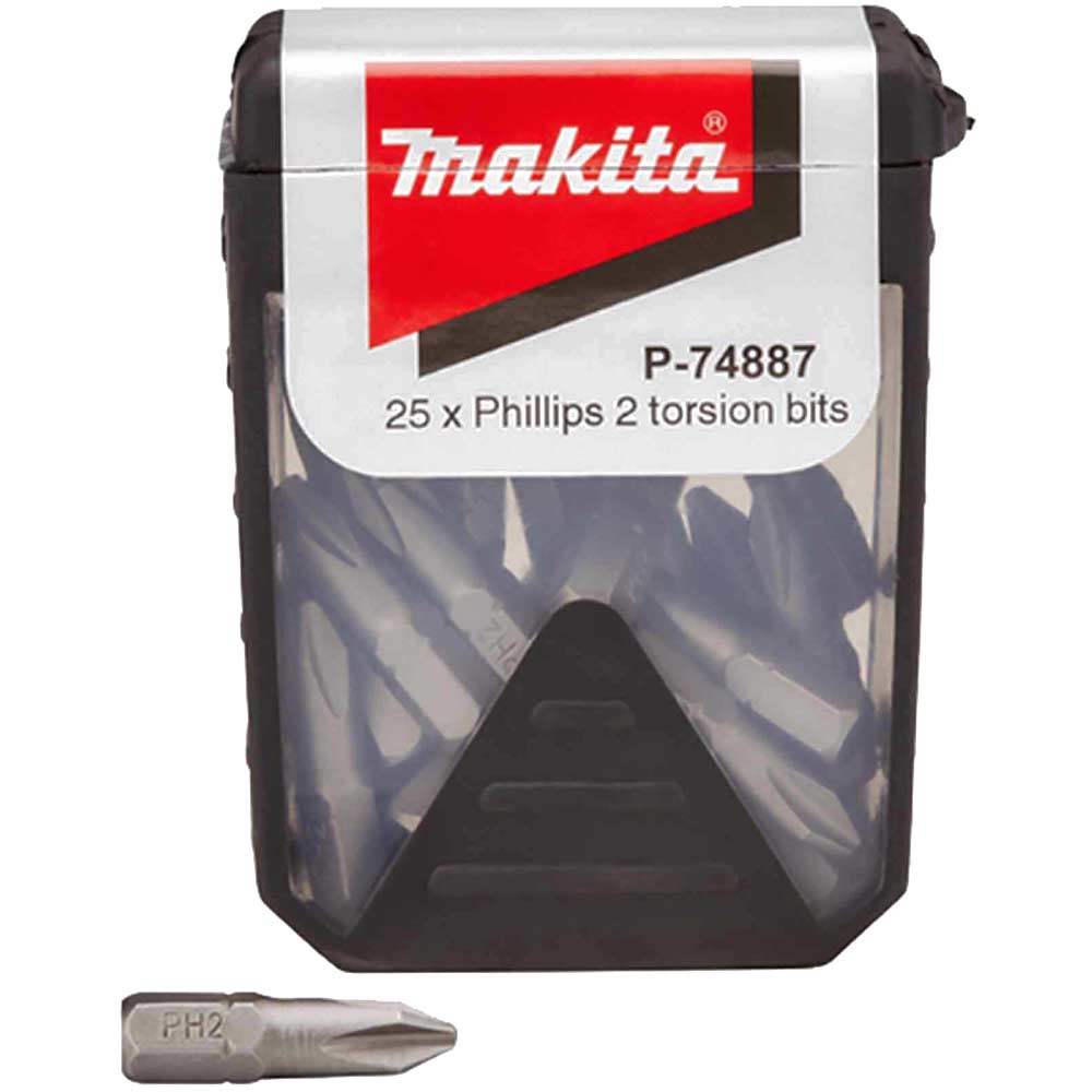 Image of Makita Torsion Phillips Screwdriver Bits PH2 25mm Pack of 25