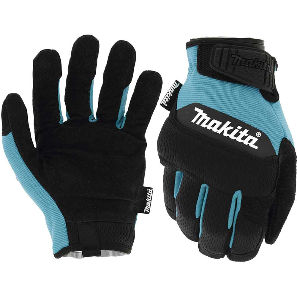 Makita Durahide Leather Palm Performance Gloves Black / Blue L Pack of 1