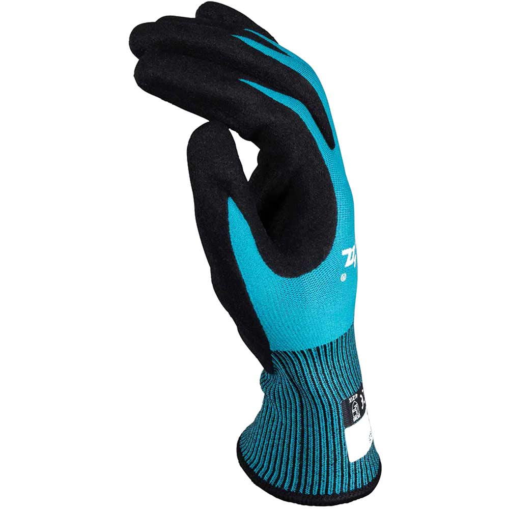 Makita FitKnit Cut Level 1 Nitrile Coated Dipped Gloves Black / Blue M Pack of 1