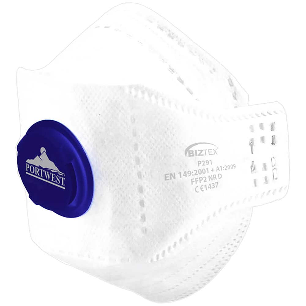 Portwest Eagle FFP2 Valved Dolomite Fold Flat Dust Masks Pack of 10