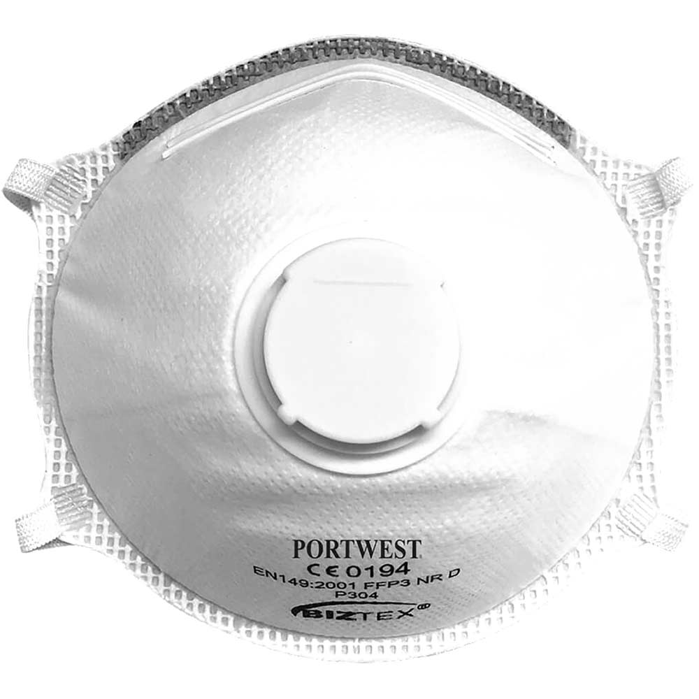 Portwest FFP3 Valved Light Cup Dolomite Dust Masks Pack of 10