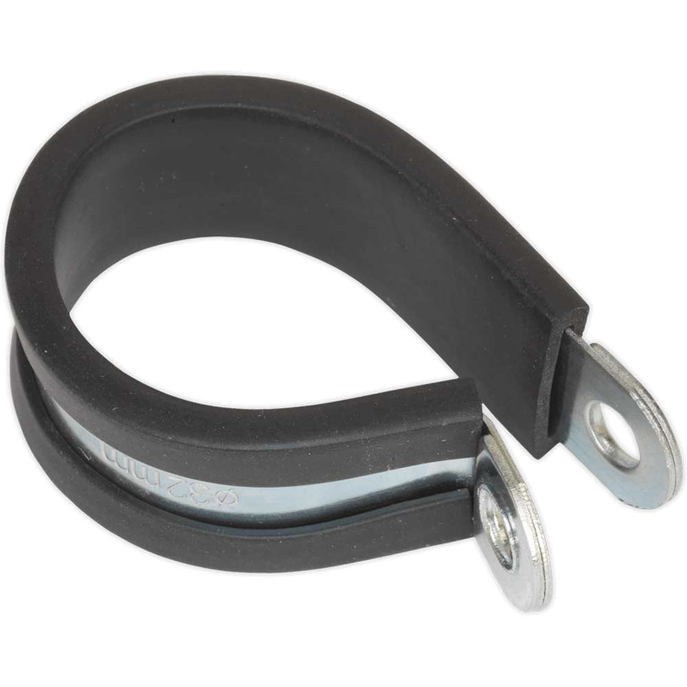 Sealey Pipe Clip Rubber Lined 32mm Pack of 25