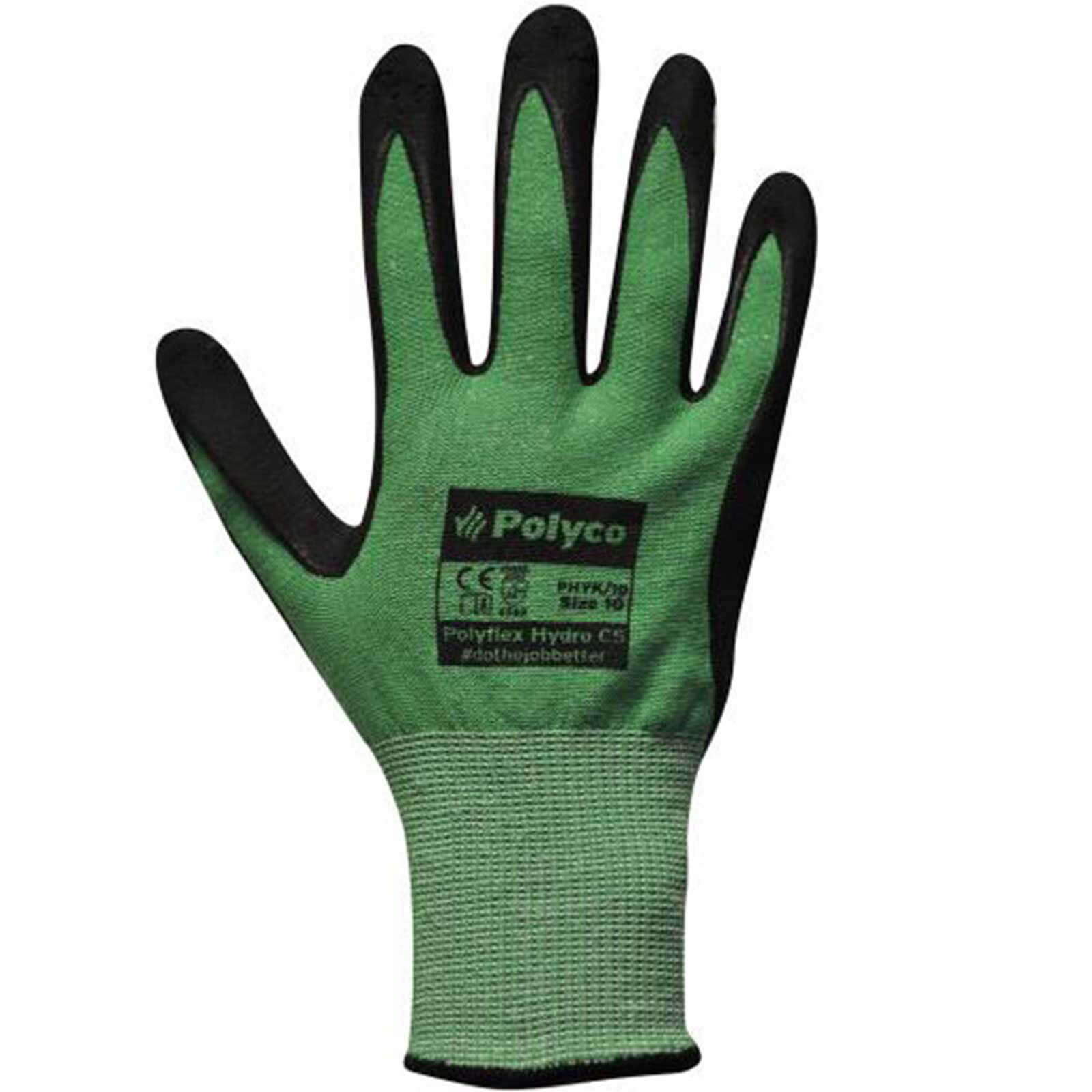 Image of Polyco Polyflex Hydro Safety C5 Gloves Green / Black L