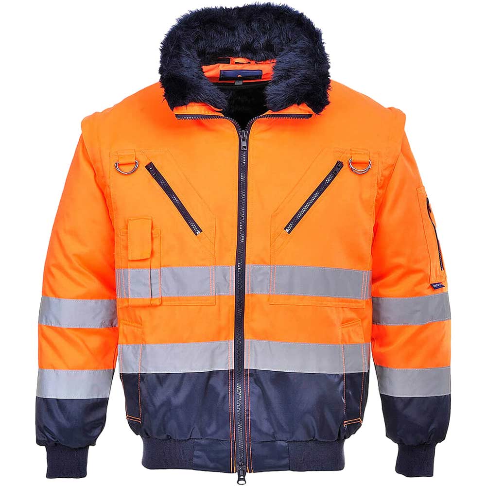 Image of Portwest Hi Vis 3 in 1 Pilot Jacket Orange / Navy M