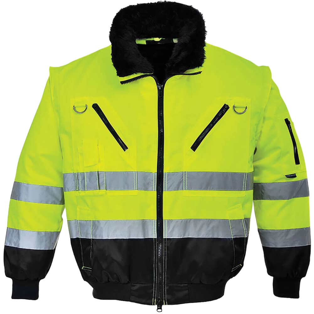 Image of Portwest Hi Vis 3 in 1 Pilot Jacket Yellow / Black XL