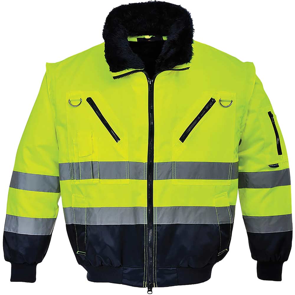 Image of Portwest Hi Vis 3 in 1 Pilot Jacket Yellow / Navy 2XL