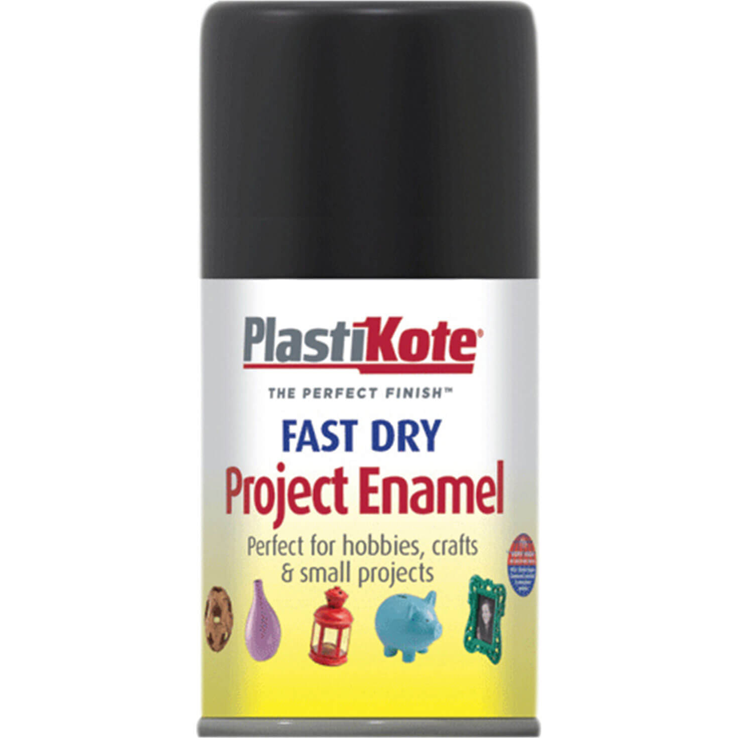 Image of Plastikote Dry Enamel Aerosol Spray Paint Gloss Black 100ml