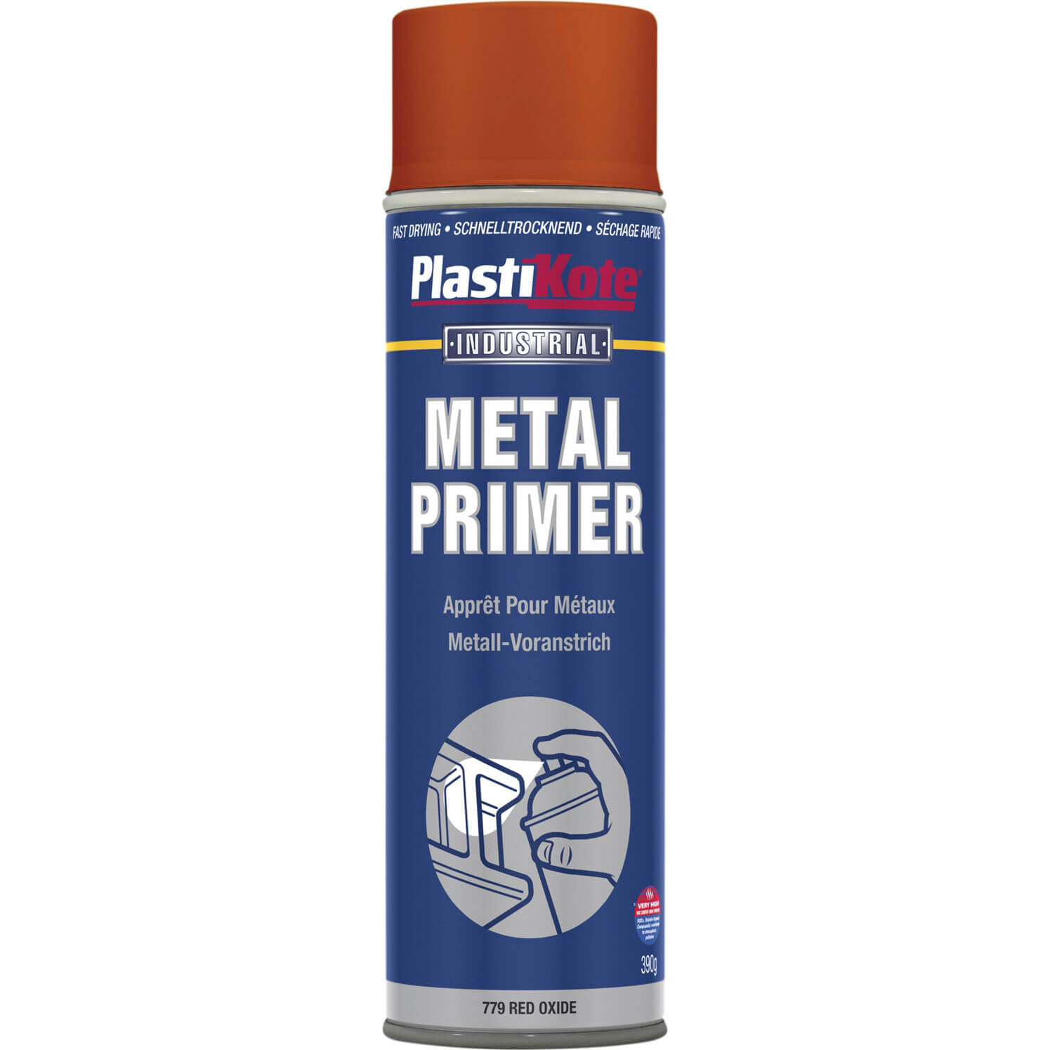 Image of Plastikote Metal Primer Aerosol Spray Paint Red 400ml