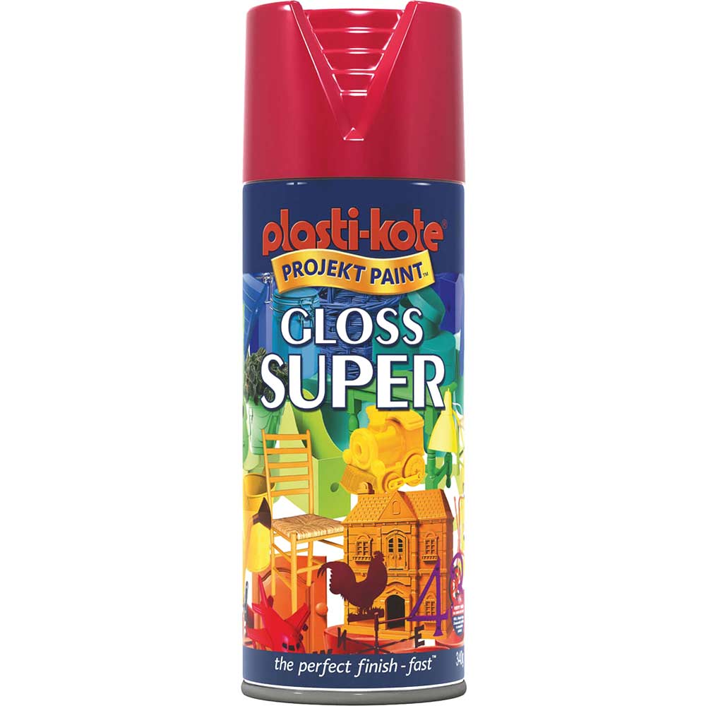 Image of Plastikote Super Gloss Aerosol Spray Paint Red 400ml